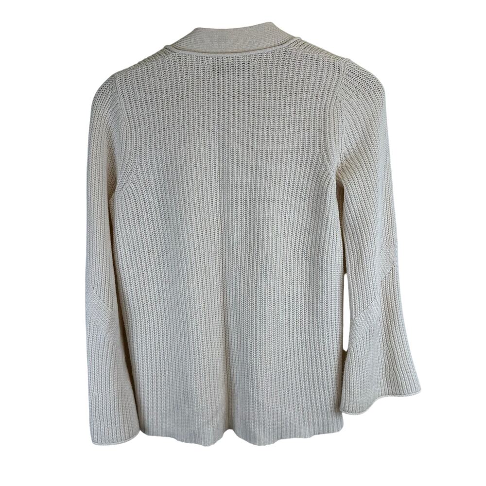 Loft Cream Tight Knit Open Relaxed Cardigan Sweater Womens XS Petite Fisherman - Picture 6 of 14